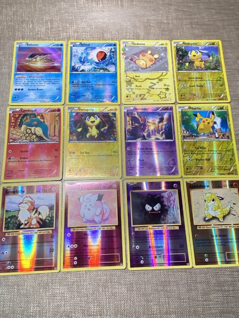 Pokemon Card Lot 12 Cards Holo Reverse Holo Pikachu Suicune Dedenne